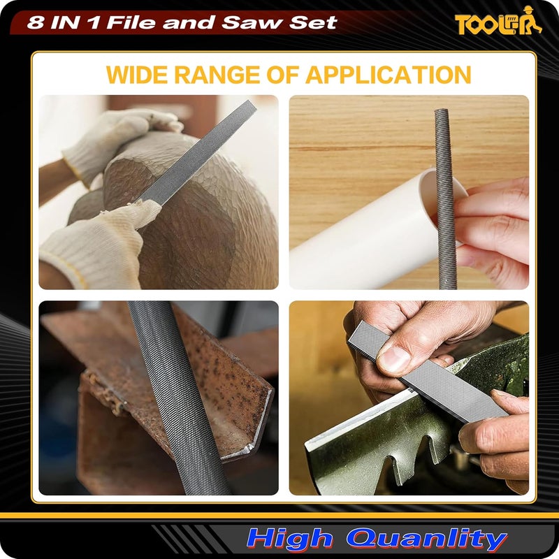 TOOLAN File Set, File & Saw Set. metal file,metal files tools for steel,Professional Steel File Triangle/Flat/Half-Round/Round Files for MetalWoodPlastic,Woodworking, Blade Quick Change Mechanism - Image 4